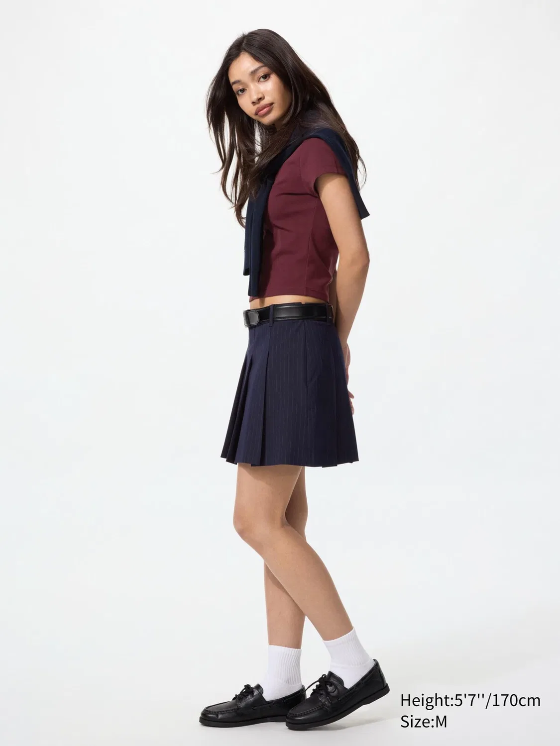 Шорты Uniqlo, плиссированная модель, темно-синий — фото 2