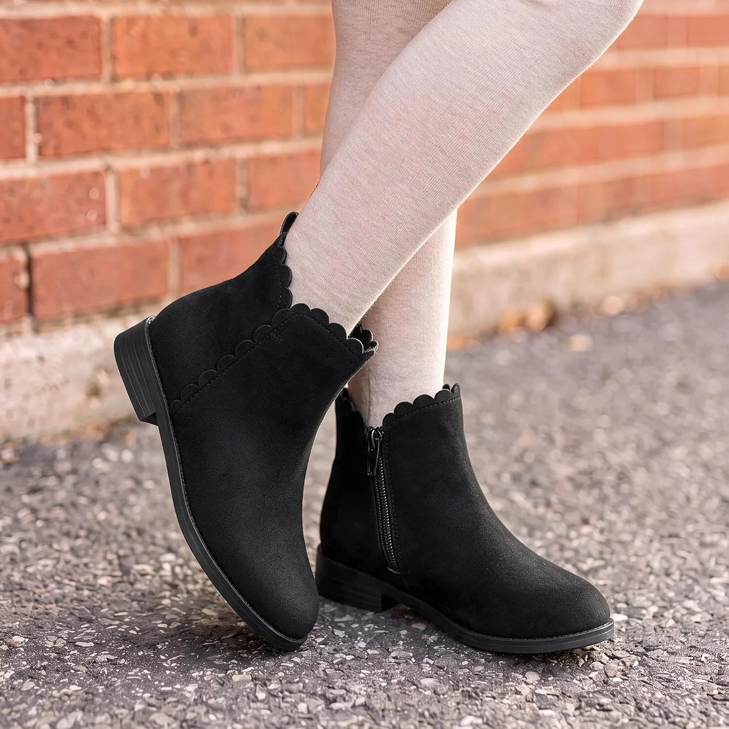 Детские ботинки для девочек с боковой молнией DREAM PAIRS, All Black — фото 2