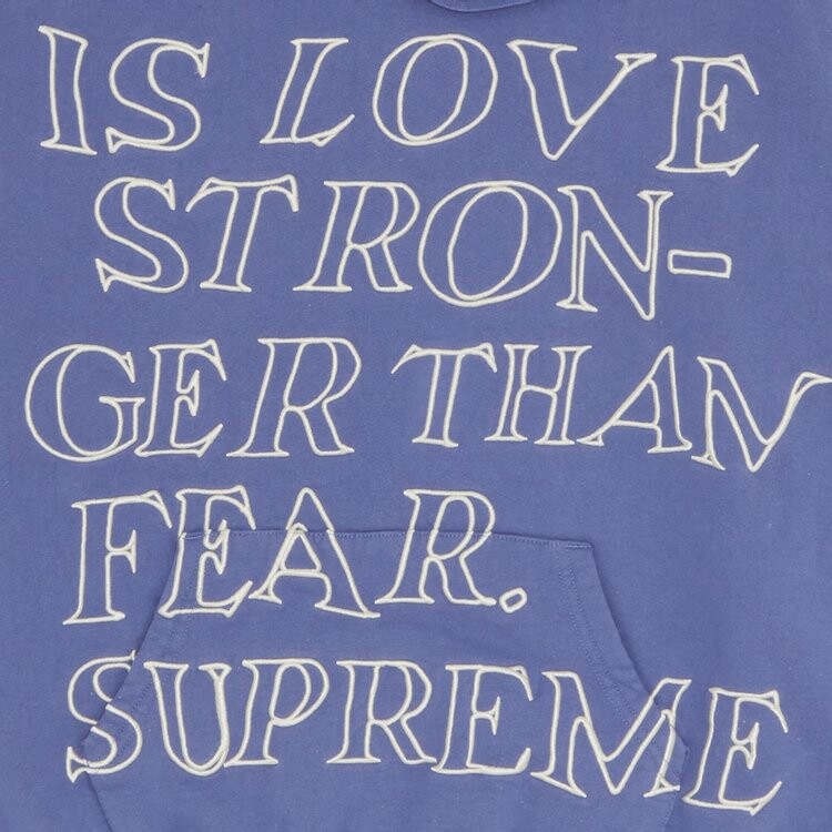Толстовка Supreme Stronger Than Fear Hooded Sweatshirt 'Light Purple', фиолетовый — фото 3