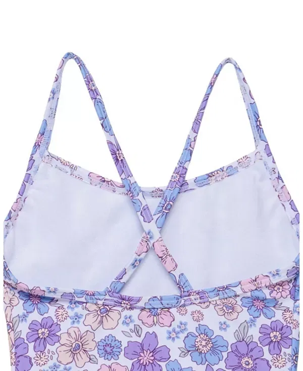 Детский купальник для девочек без рукавов Vintage Flower Criss Cross Back One Piece Gottex Kids, Multi-Violet — фото 3