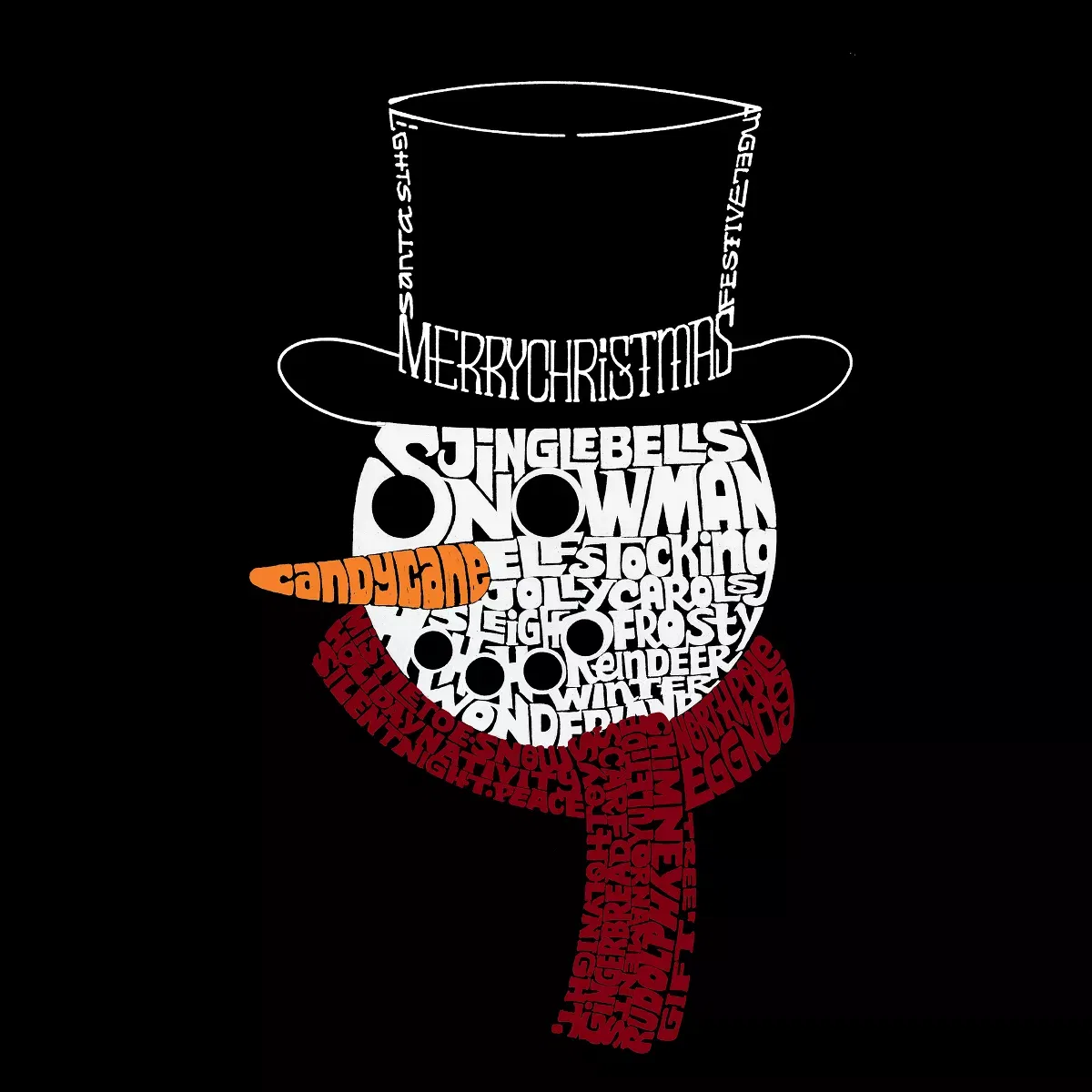 Детское худи для девочек с принтом Snowman Face LA Pop Art, Black — фото 2