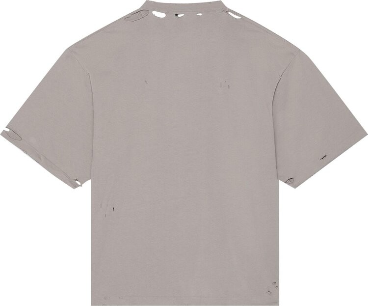 Футболка Balenciaga Blurry Wide Fit с прорезями и логотипом, серый — фото 3
