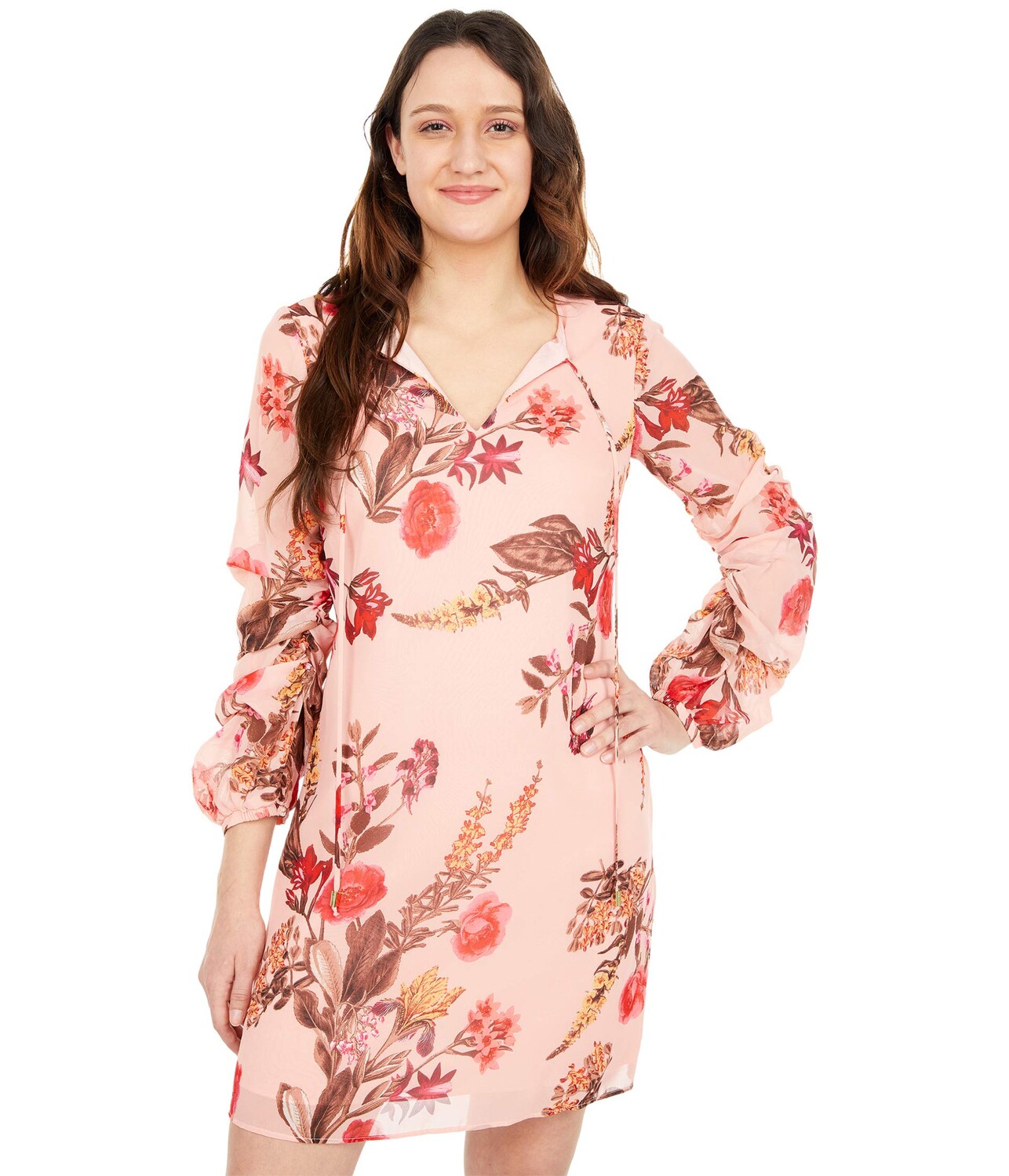 

Платье Vince Camuto, Printed Chiffon Float with Self Cording and Ruched Sleeve