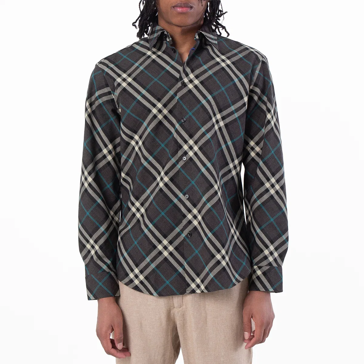 Рубашка с принтом в клетку Check Pattern Button-Up Shirt Burberry, Snug Ip Check