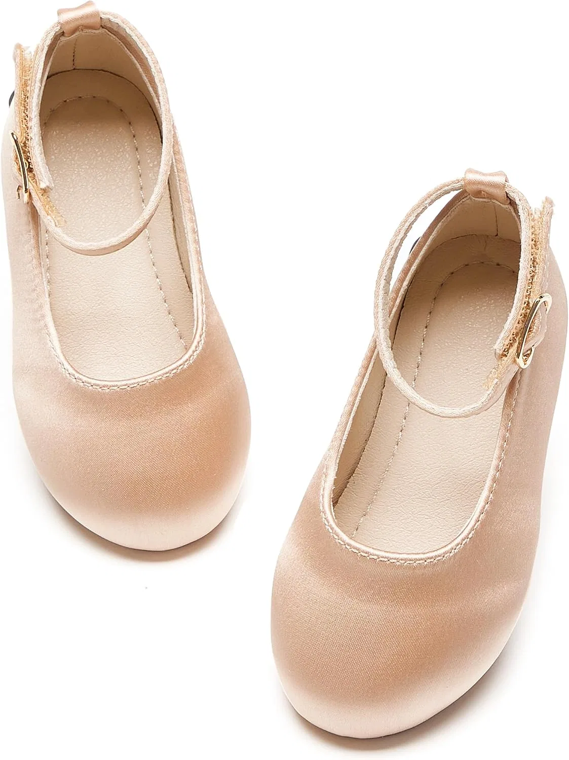 Детские туфли-балетки для девочек с блестками PHIRAMIN, Satin Dark Nude