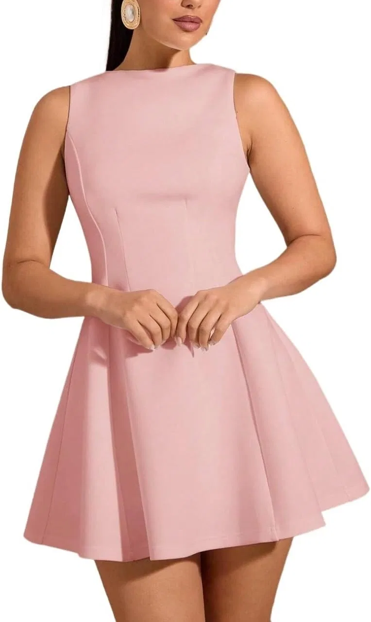 Женское повседневное платье A-силуэта без рукавов, Dusty Pink