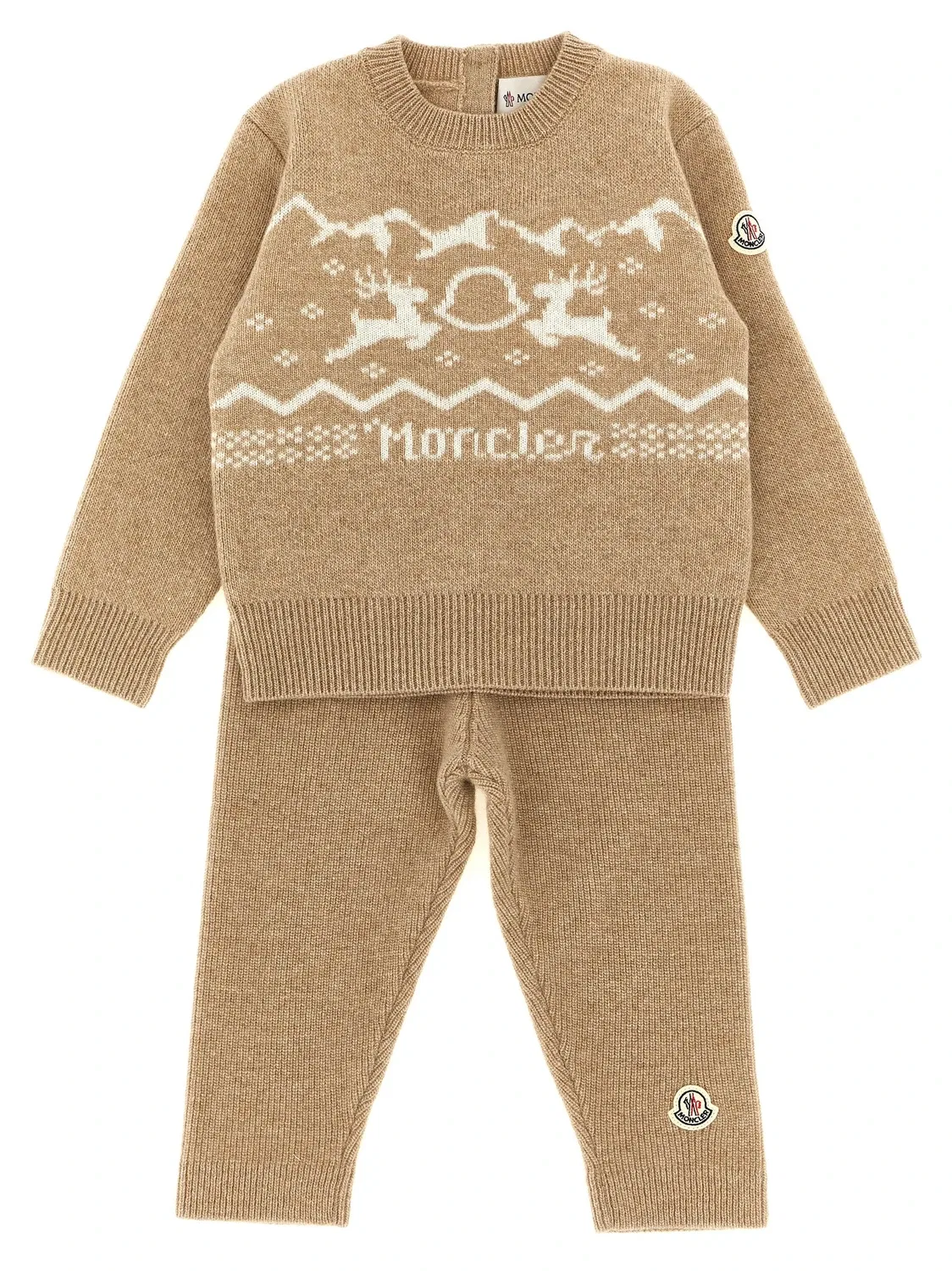 Комплект из свитера и леггинсов модели Cervo Moncler Enfant, бежевый