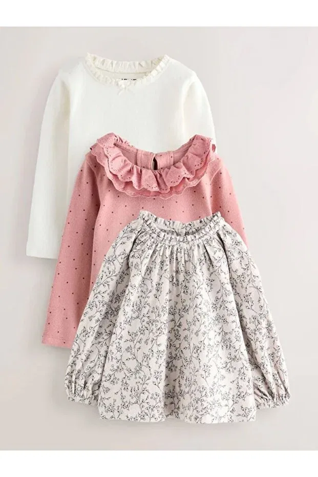 Детский комплект блуз с воротником-стойкой с принтом Next Baby, Multicolor