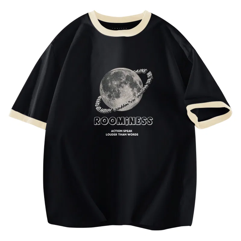 Детская футболка с контрастным рукавом Ta星球环字 Tonlion, Heather Navy — фото 3
