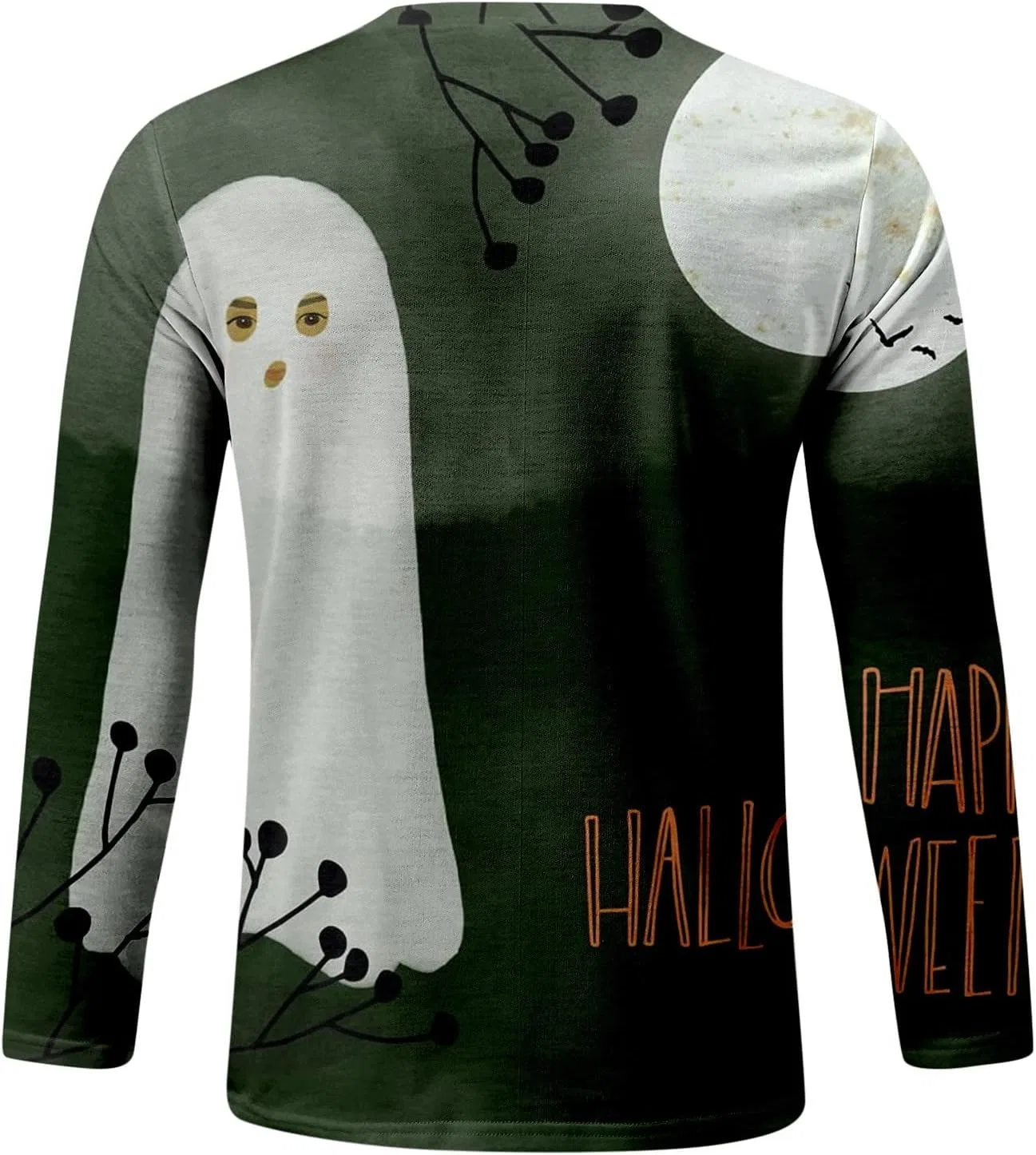 Мужская футболка с тыквой Halloween Long Sleeves, Green — фото 4