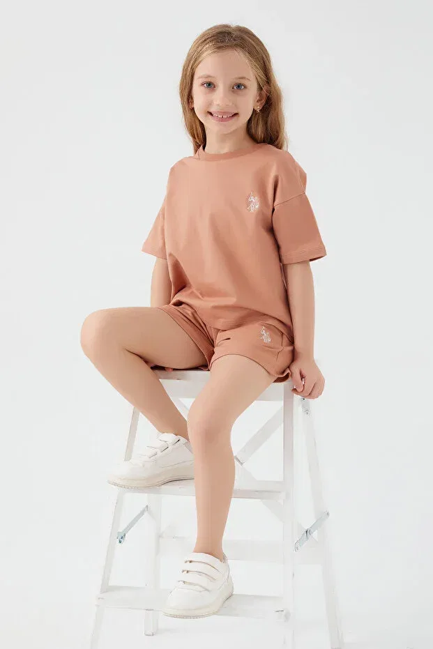Детские шорты для девочек хлопковые с принтом U.S. Polo Assn., Dried Rose