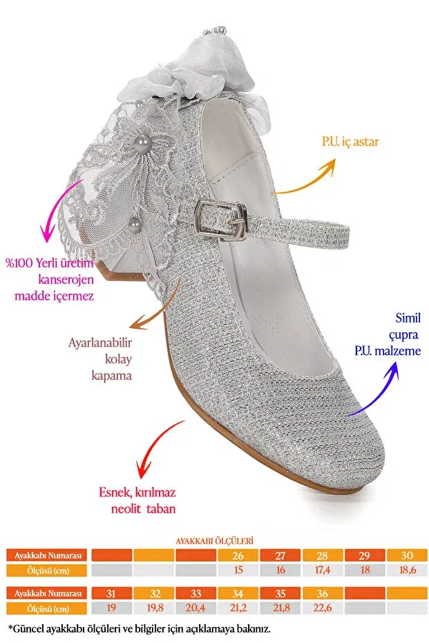 Детские балетки для девочек с коротким каблуком Kiko Kids, Silver — фото 2