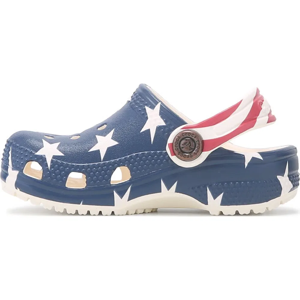 Детские классические сабо с графическим рисунком для малышей Crocs, Chalk Multi — фото 3