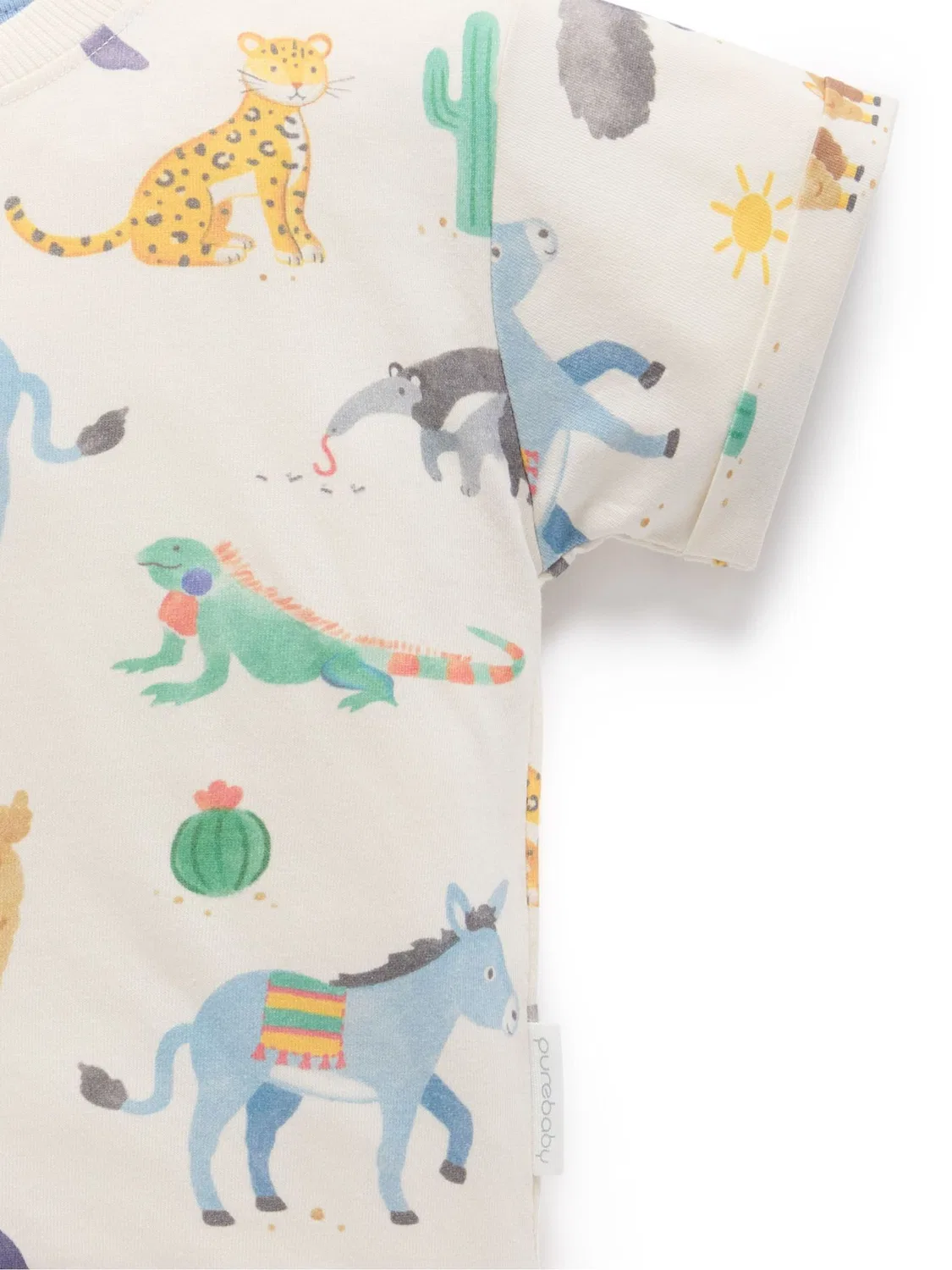 Футболка с принтом животных, Relaxed Fit Purebaby, синий — фото 4