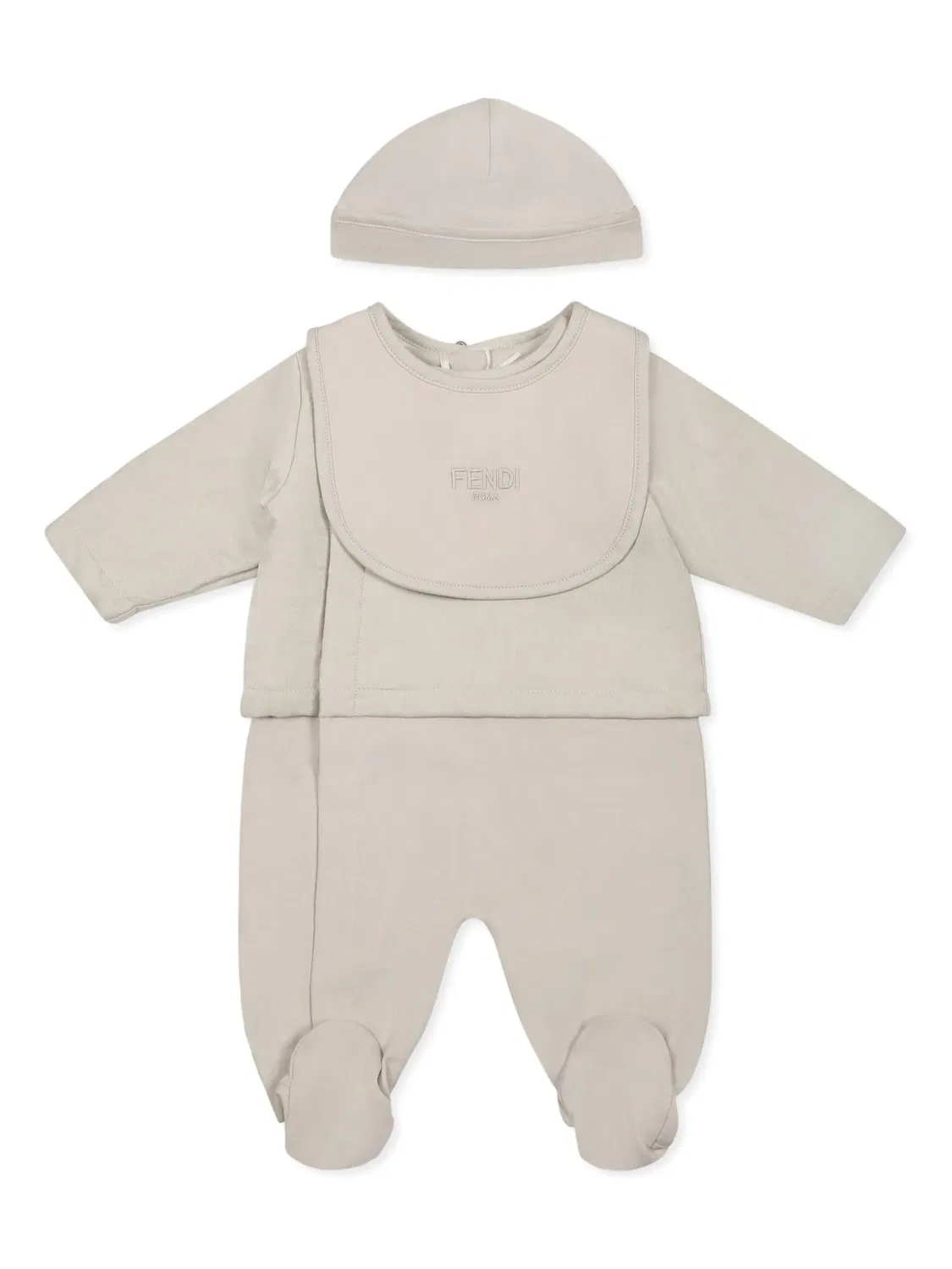 Комплект "Babygrown" с вышитым логотипом FENDI, нейтральные