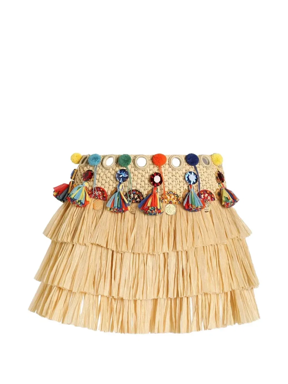 Юбка мини из рафии Dolce & Gabbana, бежевый