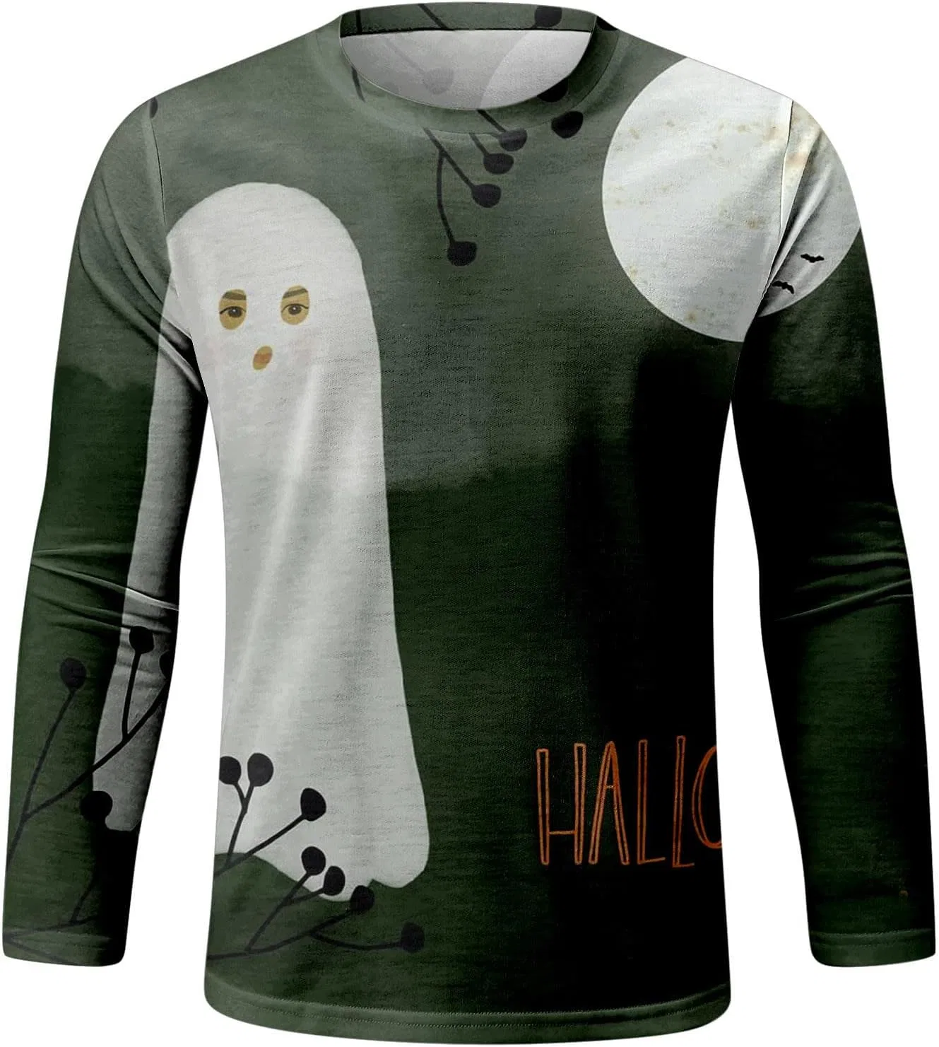 Мужская футболка с тыквой Halloween Long Sleeves, Green — фото 2