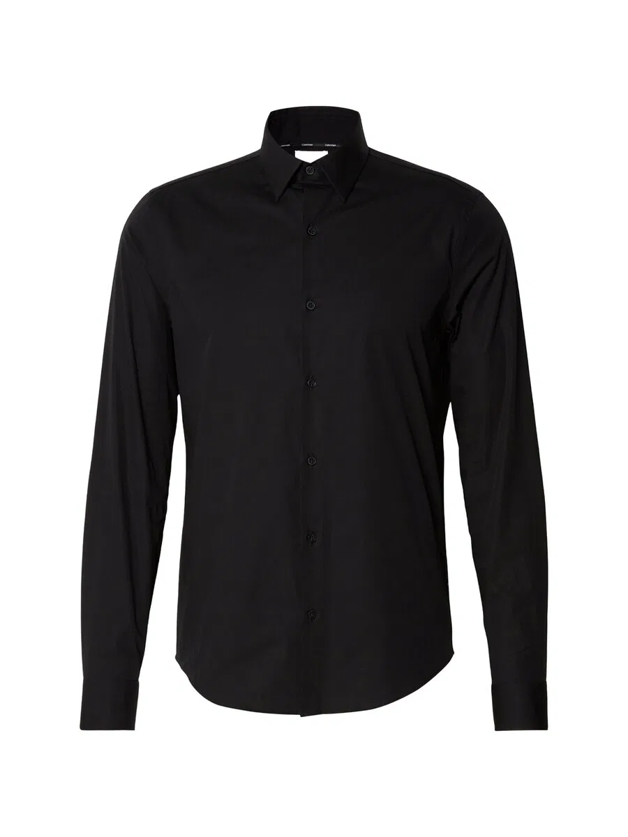 Рубашка на пуговицах Calvin Klein Super Slim Fit 'Extra Slim Fit Stretch' черного цвета