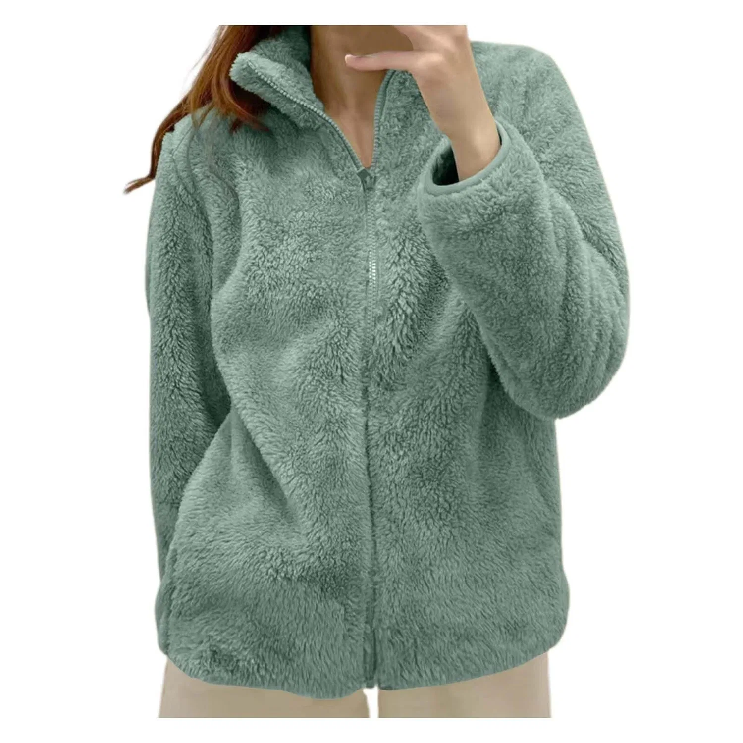 Женская куртка с флисом и капюшоном, с принтом, Winter Fleece Hooded Jackets, L07-Verde