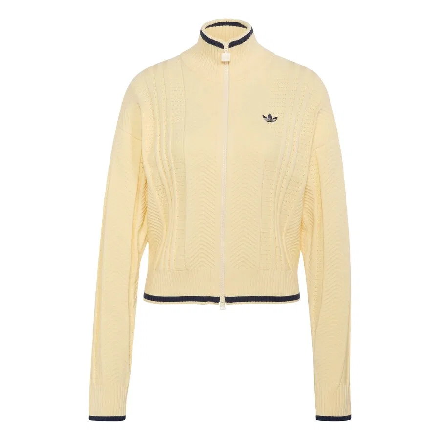 Вязаный кардиган ADIDAS ORIGINALS 'Firebird' светло-желтого цвета