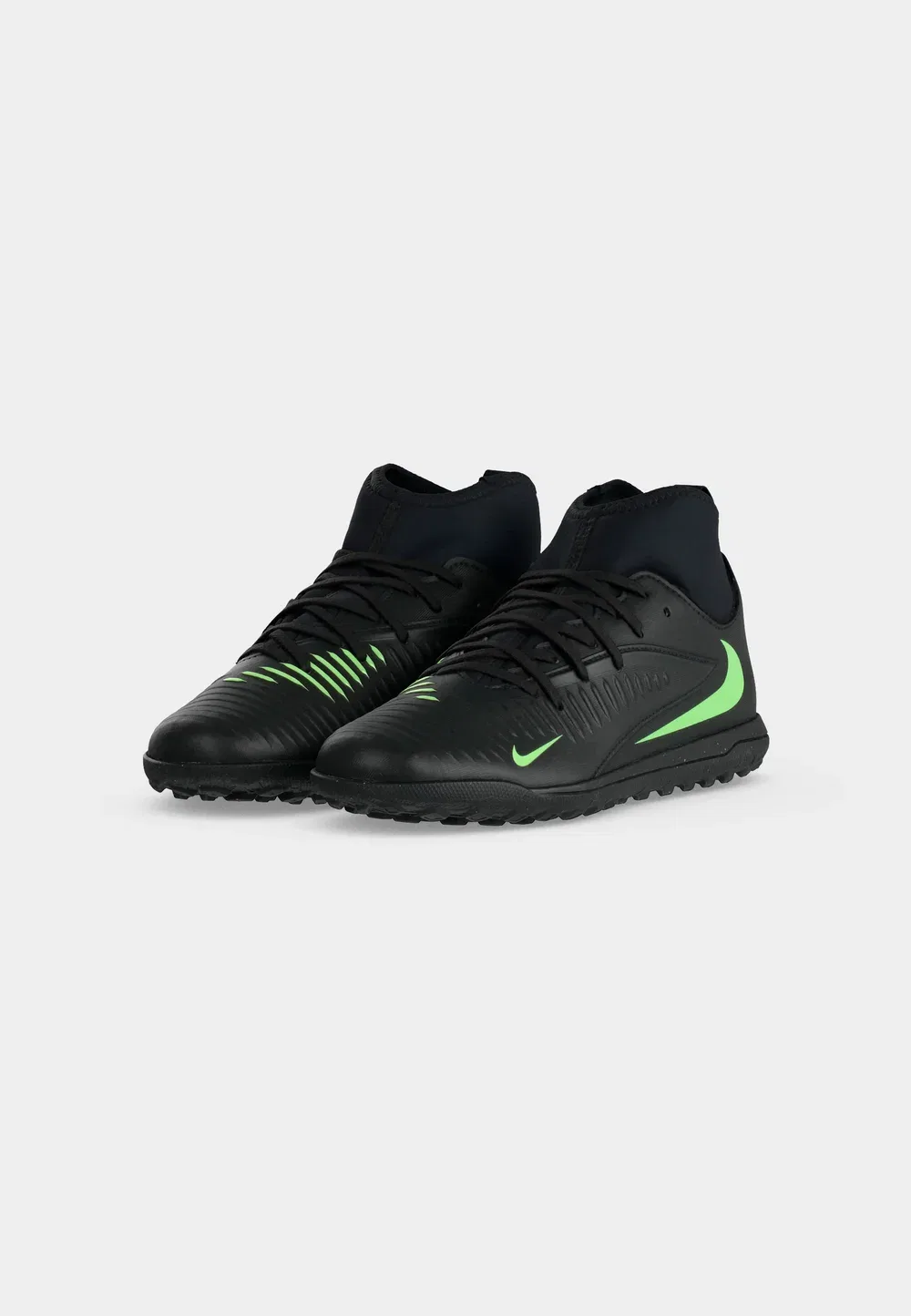 Футбольные бутсы для искусственной травы Jr Phantom 6 High Club TF унисекс Nike Performance, Black/Illusion Green — фото 3