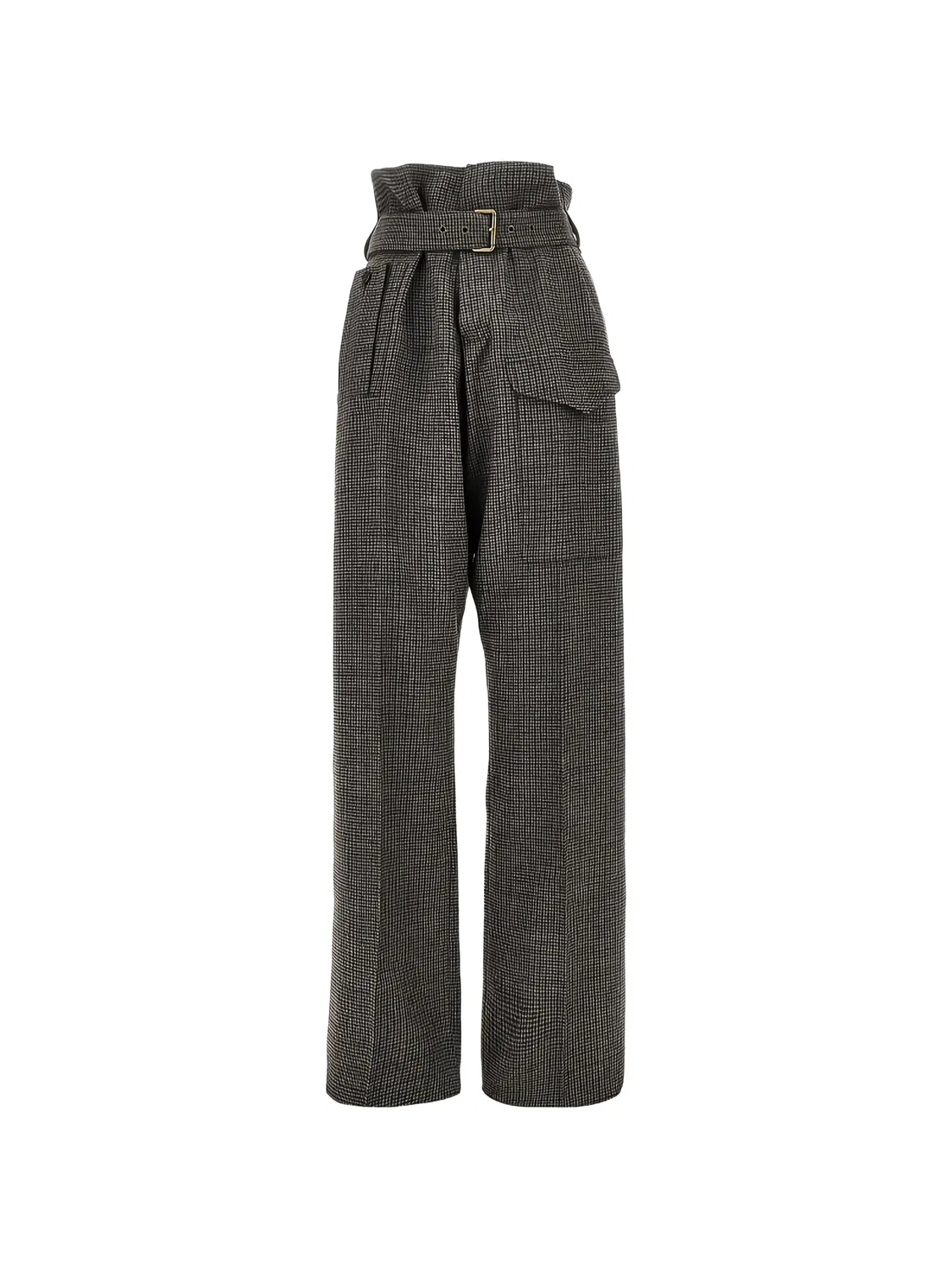 Брюки с поясом серые шерстяные ETRO, серый