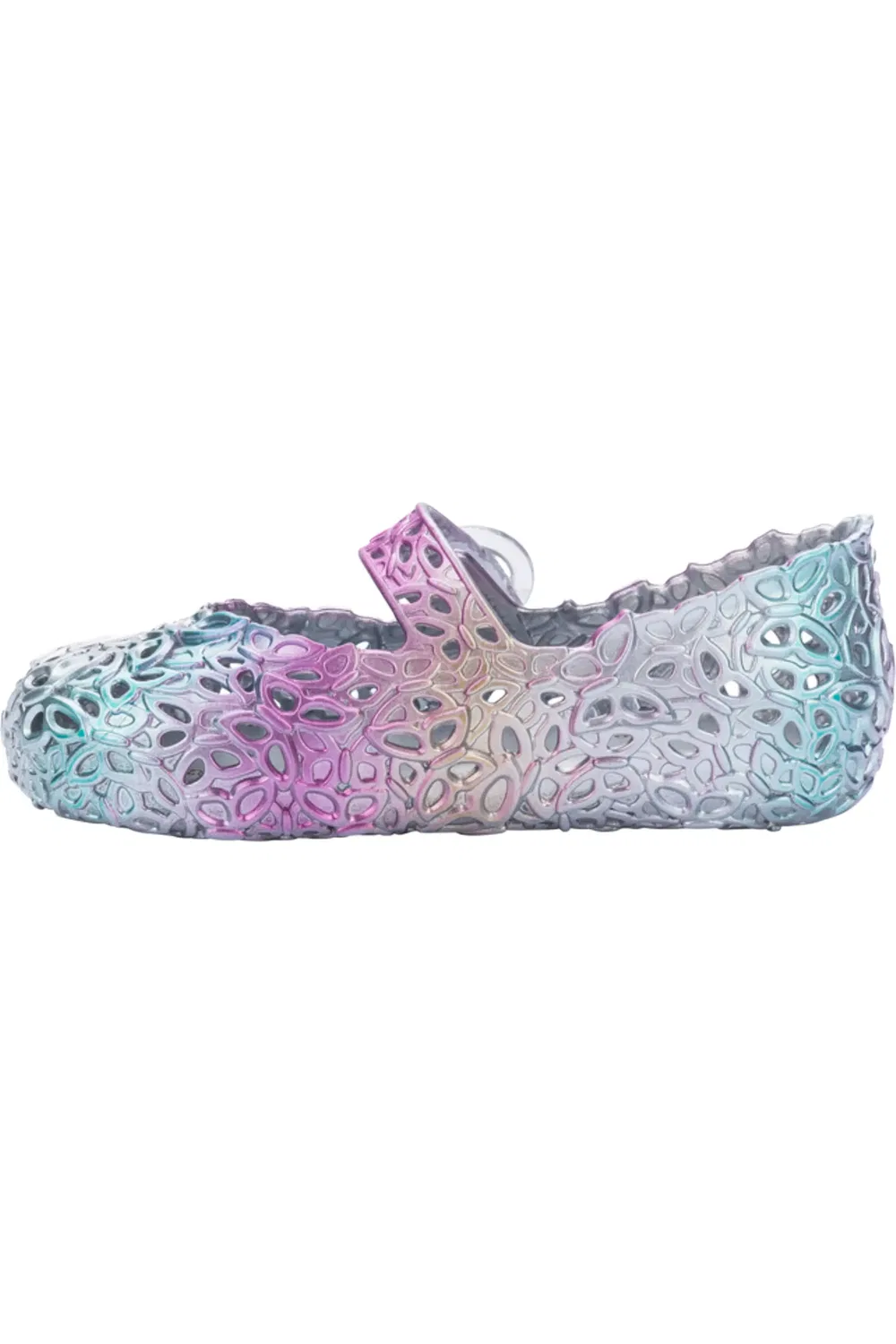 Туфли детские с перфорацией Mary Jane Mini Melissa, серебристый мультиколор — фото 2