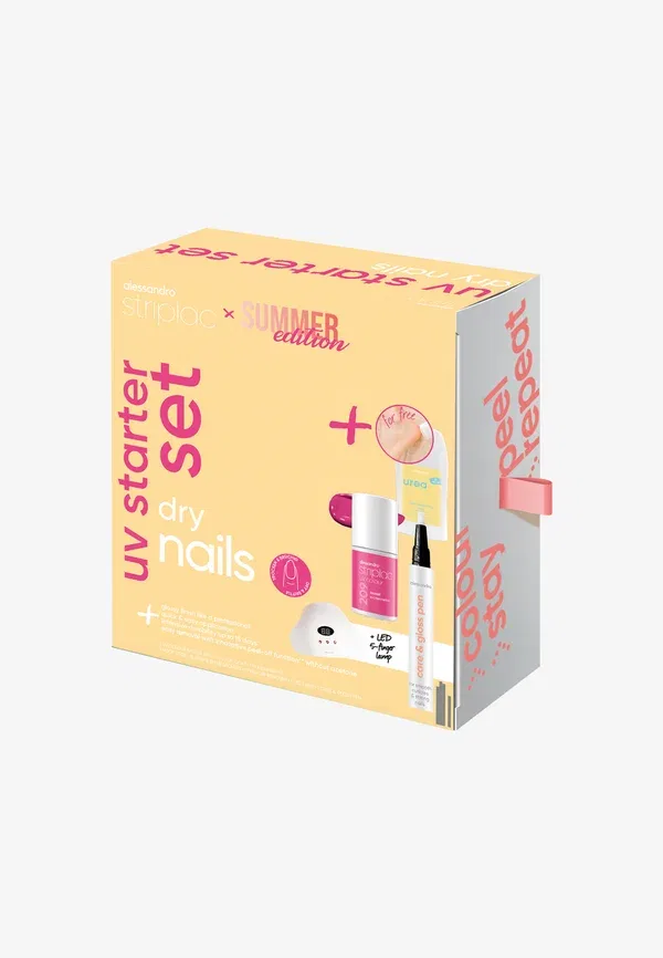 Набор для маникюра Striplac UV Starter Set Dry Nails Summer Edition - набор для сухого маникюра Alessandro, розовый — фото 2