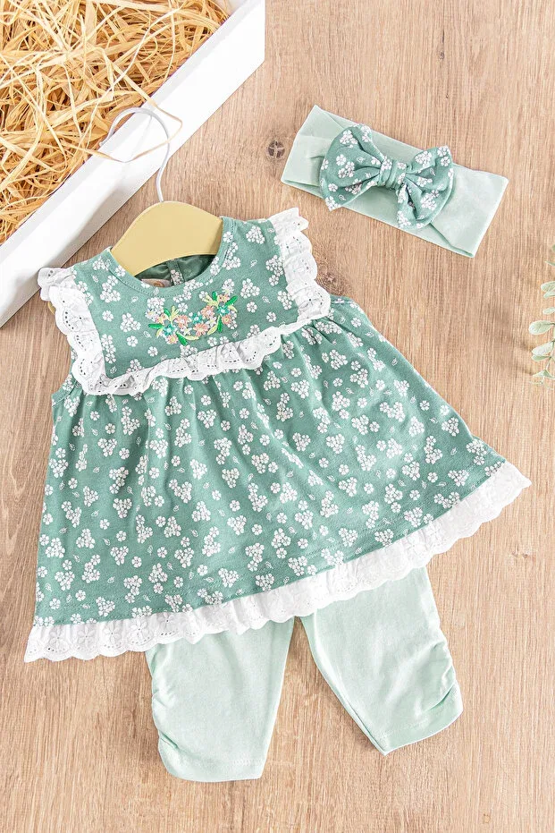 Детский комплект платьев для девочек с цветочным принтом Babymod, Green