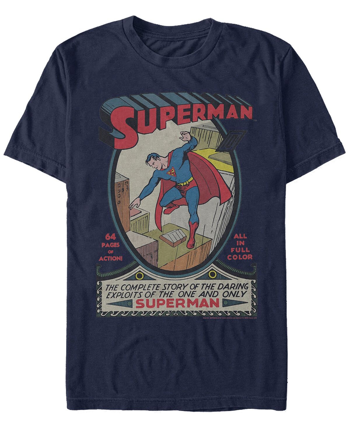 

Мужская футболка с коротким рукавом dc superman the complete story comic cover Fifth Sun, синий