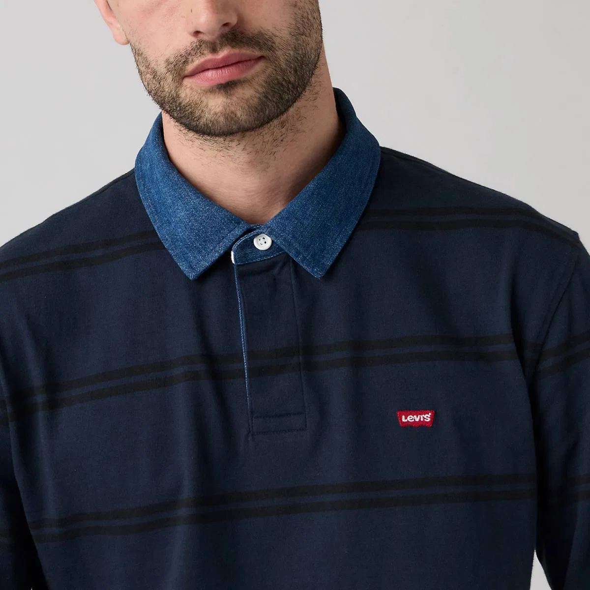 Классическая регбийная рубашка с длинными рукавами Levi's, Ennis Stripe Nightfall Navy - Blue — фото 2