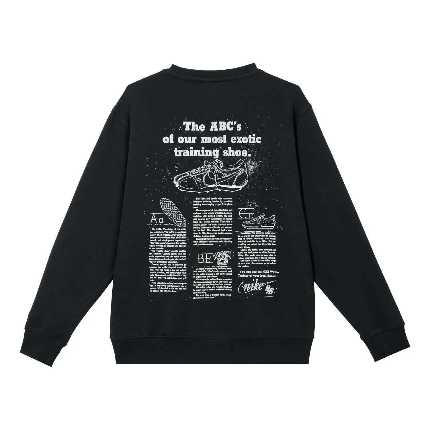 Мужская футболка Crew Neck Long Sleeve Sweatshirt 'Black White' Nike, Black/White — фото 2
