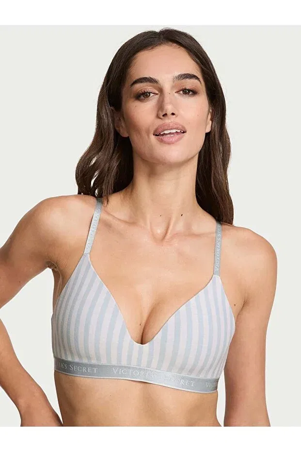 Женский бюстгальтер хлопковый с логотипом Victoria'S Secret, Gray Fog