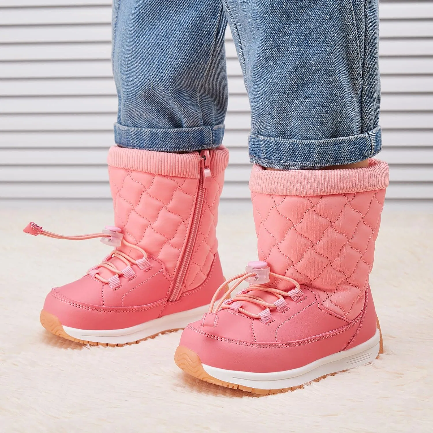 Детские зимние ботинки для девочек с принтом BMCiTYBM, Pink — фото 2