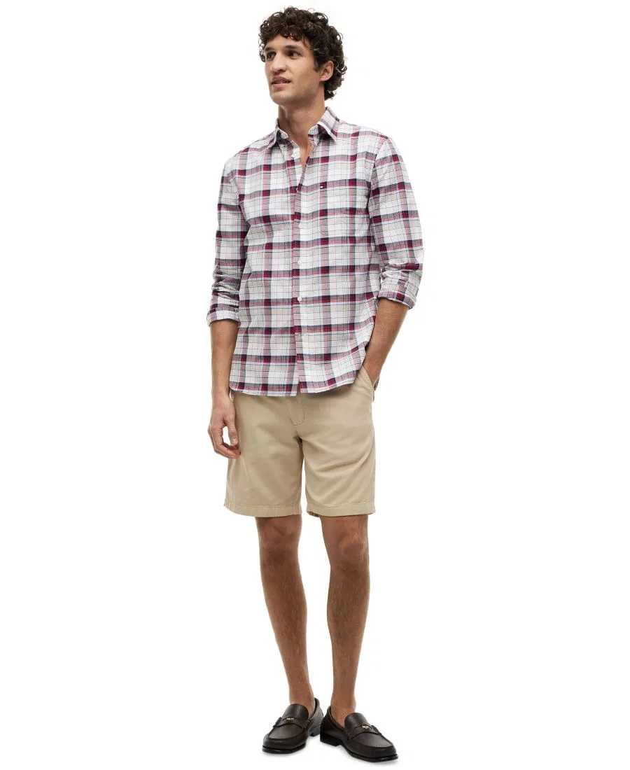 Рубашка с оксфордской клеткой среднего размера, свободного кроя Tommy Hilfiger, White/Check — фото 2