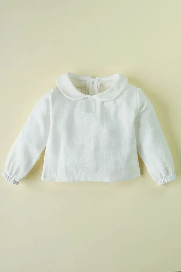 Детская рубашка для мальчиков хлопковая X silk atlas baby girl and child baby collar muslin shirt Gumbuloy, Ecru
