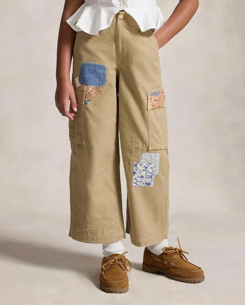 Детские брюки-карго для девочек с принтом Patchwork Polo Ralph Lauren, Beige — фото 2