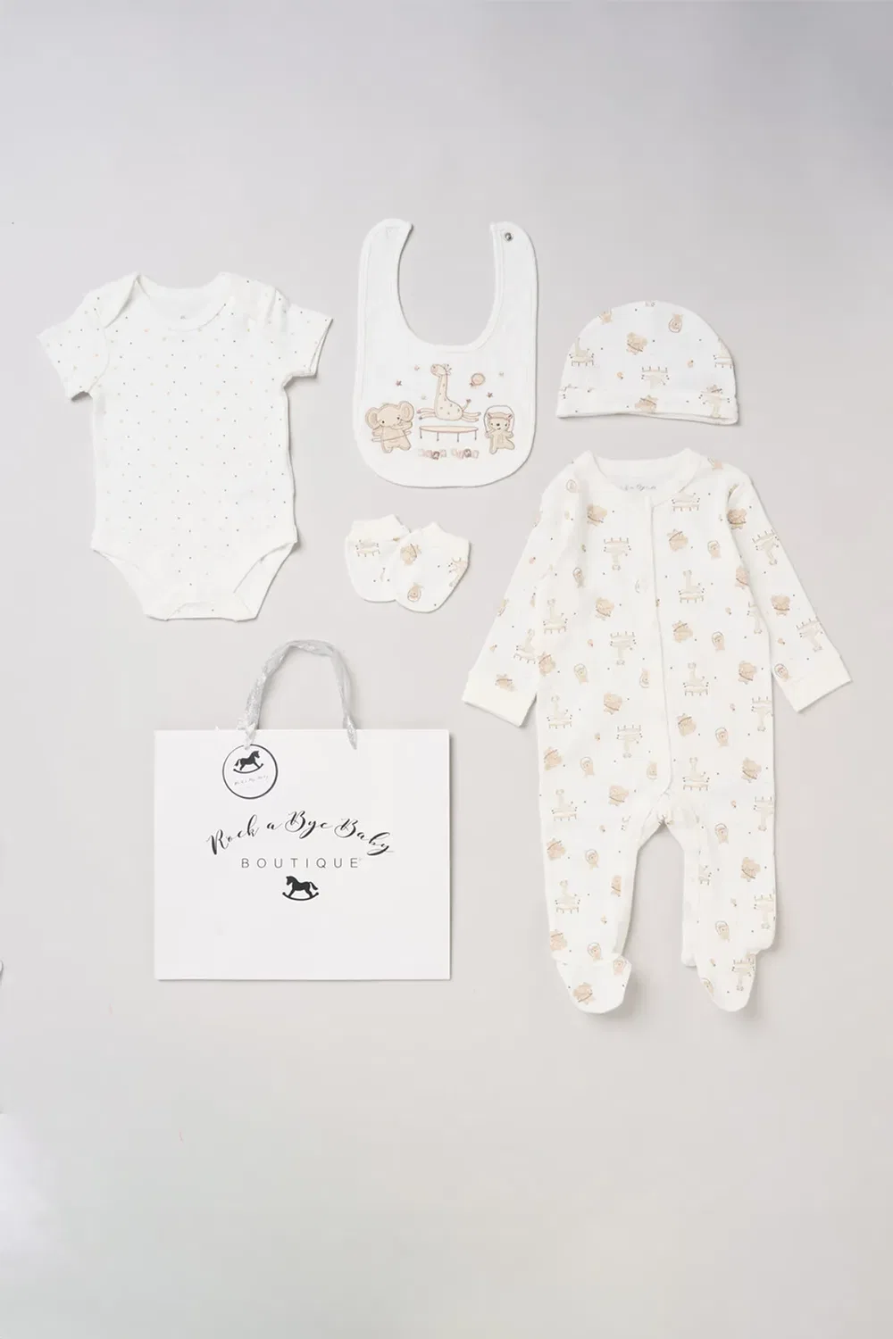 Детский комплект из 5 предметов с животным принтом Rock A Bye Baby, Cream