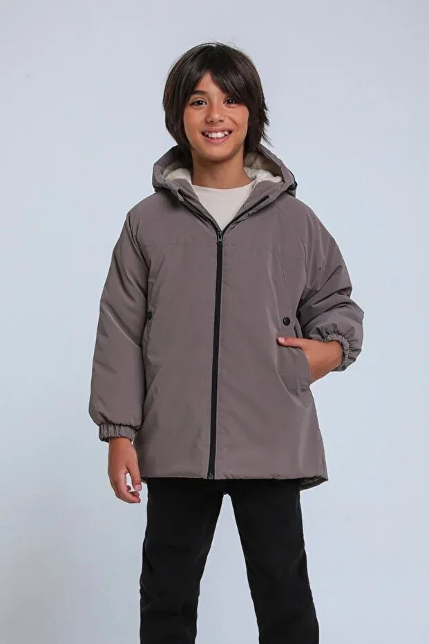 Детское пальто для девочек с принтом Jack Luxery Hausekids, Mocha — фото 2