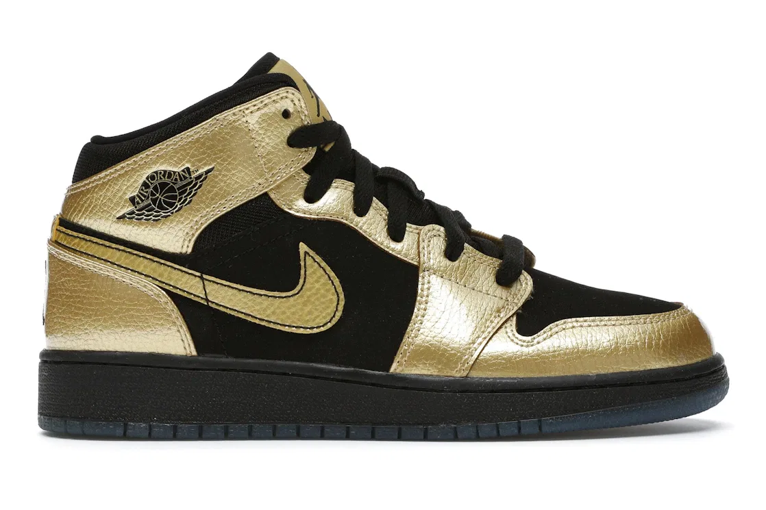 Детские кроссовки с высоким верхом Jordan 1 Mid Metallic Gold Coin Black Jordan, Metallic Gold Coin Black