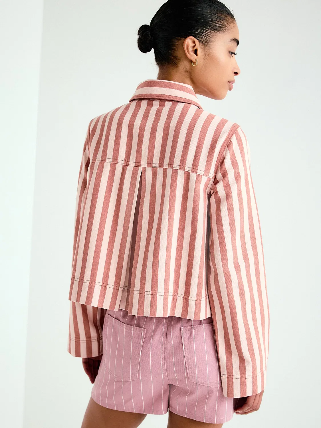 Джинсовая куртка с полосками, Pink Stripe Next, розовый — фото 3