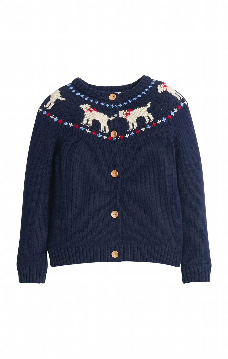 Детский кардиган для девочек с жаккардовым узором Lab Fair Isle LITTLE ENGLISH, темно-синий