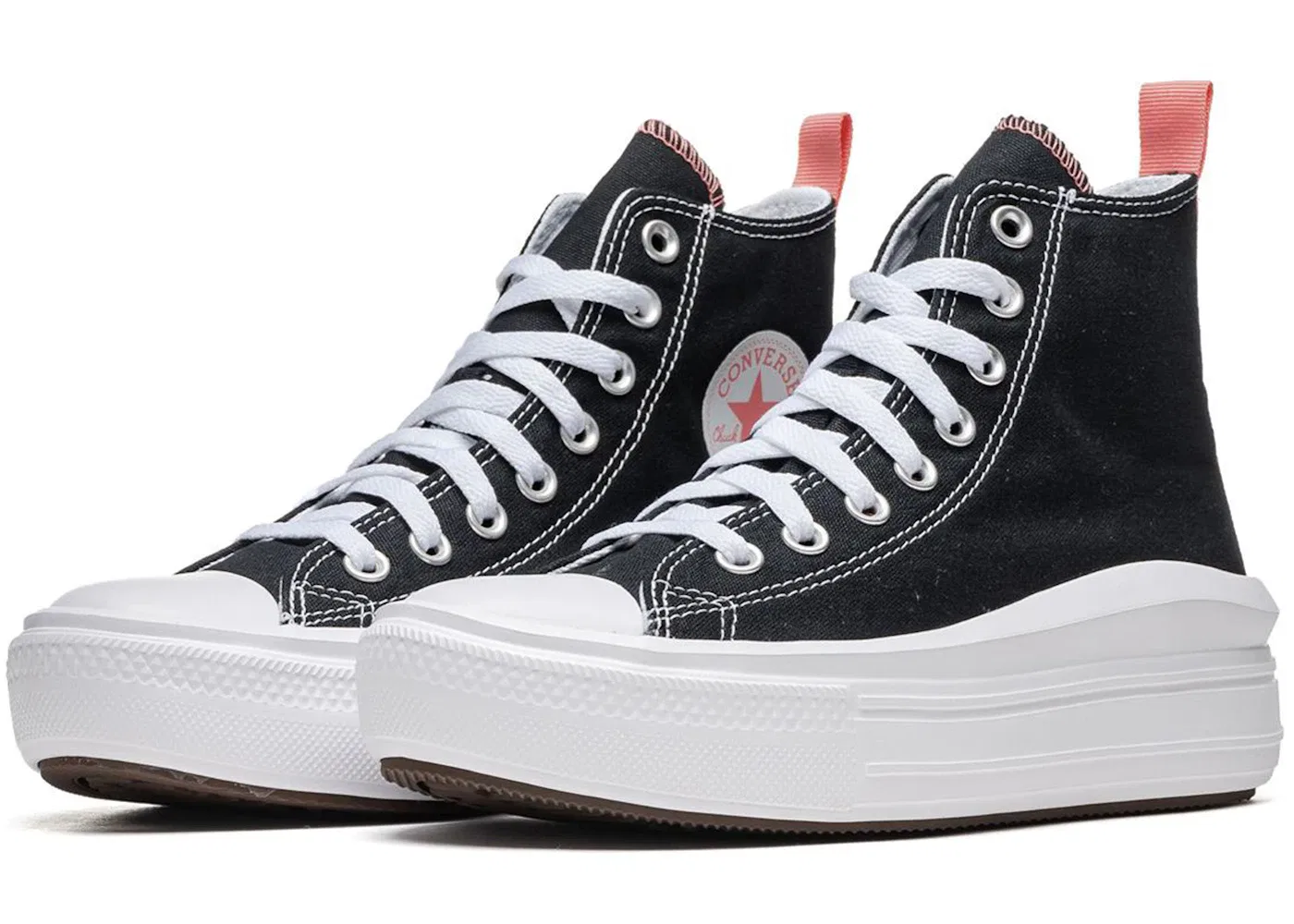 Детские кеды Lifestyle Converse Chuck Taylor All Star Move Platform, Black/Pink Salt/White — фото 2