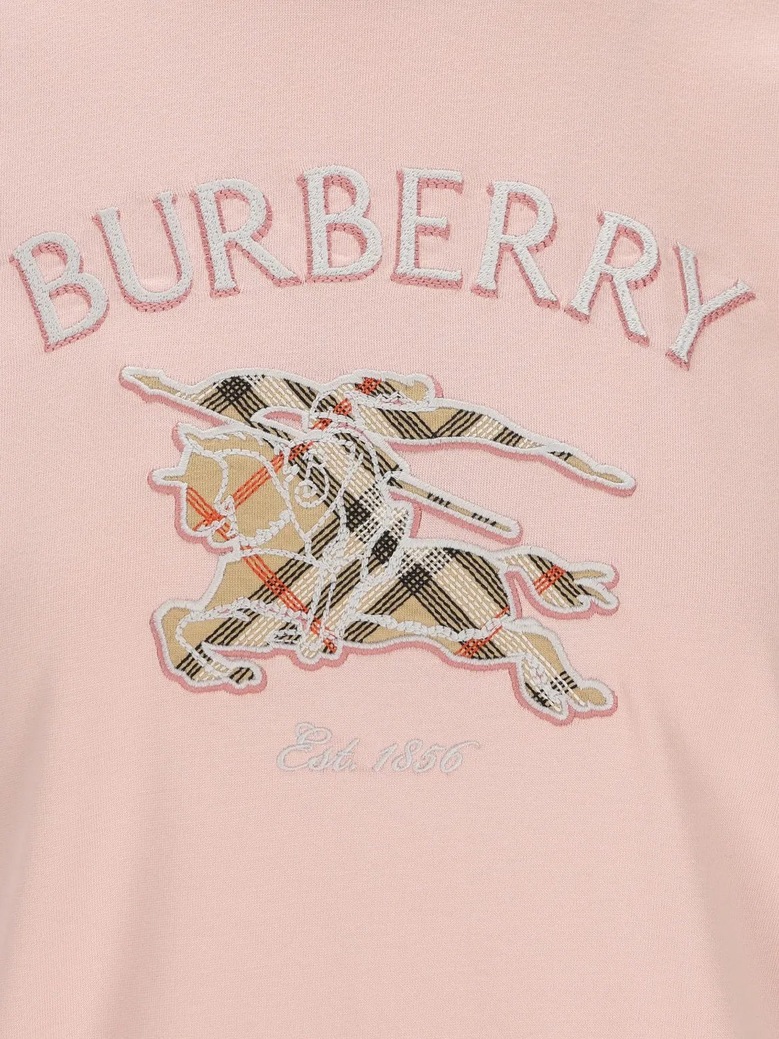 Хлопковая футболка Knight Check розовая Burberry, розовый — фото 2