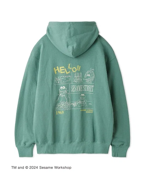 Детский худи с принтом Hello SESAME STREET, Green