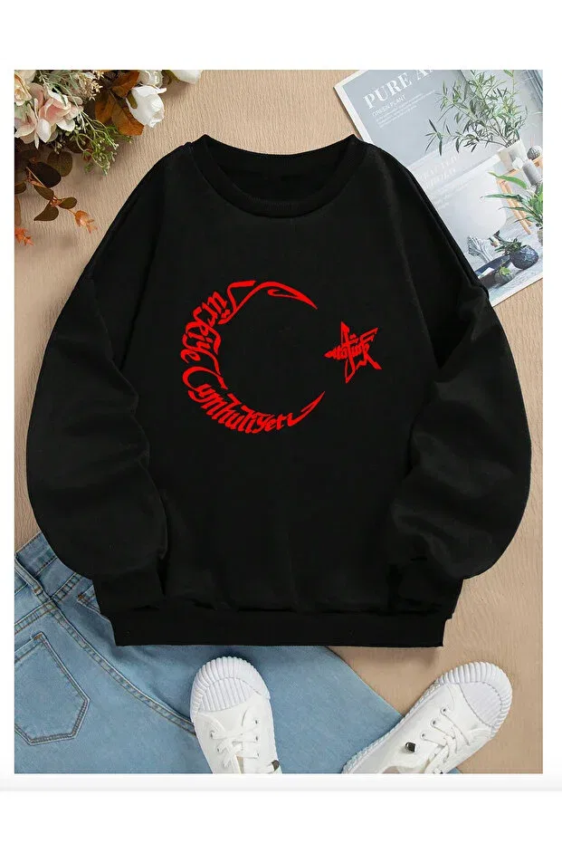 Детское худи для мальчиков с принтом Cotton ataturk printed, Pelna, Black6