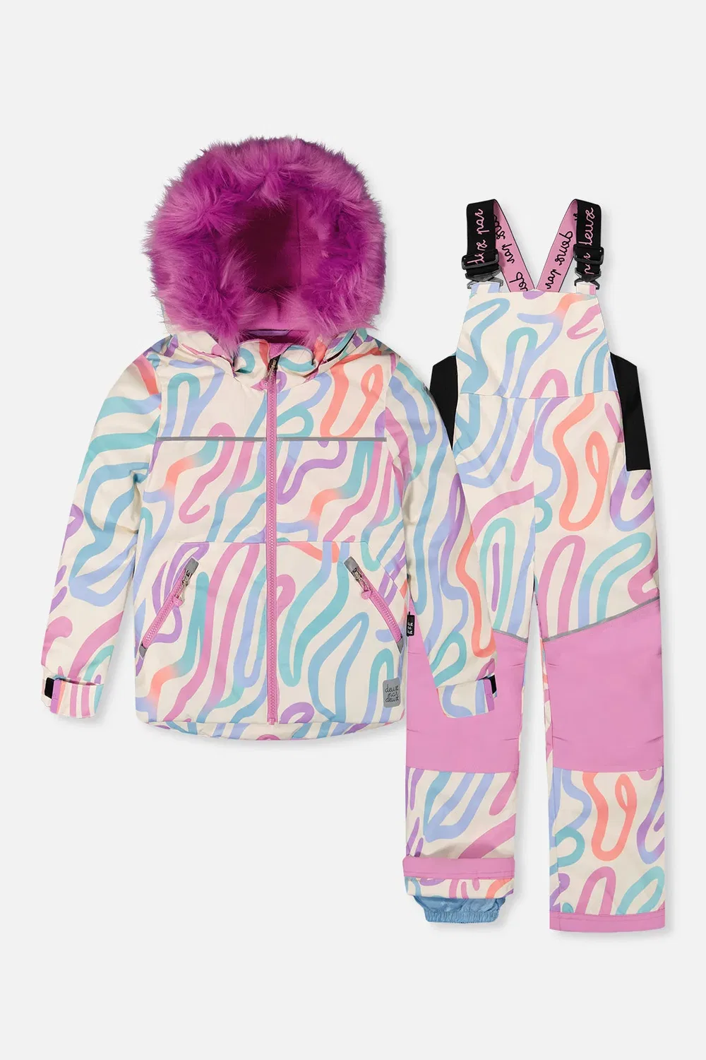 Детский комбинезон для девочек зимний утепленный комплект Discover Deux par Deux, Multicolored Line Print