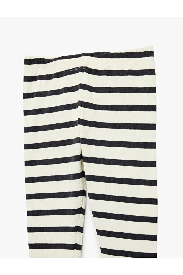 Детские леггинсы для девочек хлопковые Camisole cotton fabric ankle length striped leggings Koton, Gray Striped — фото 4