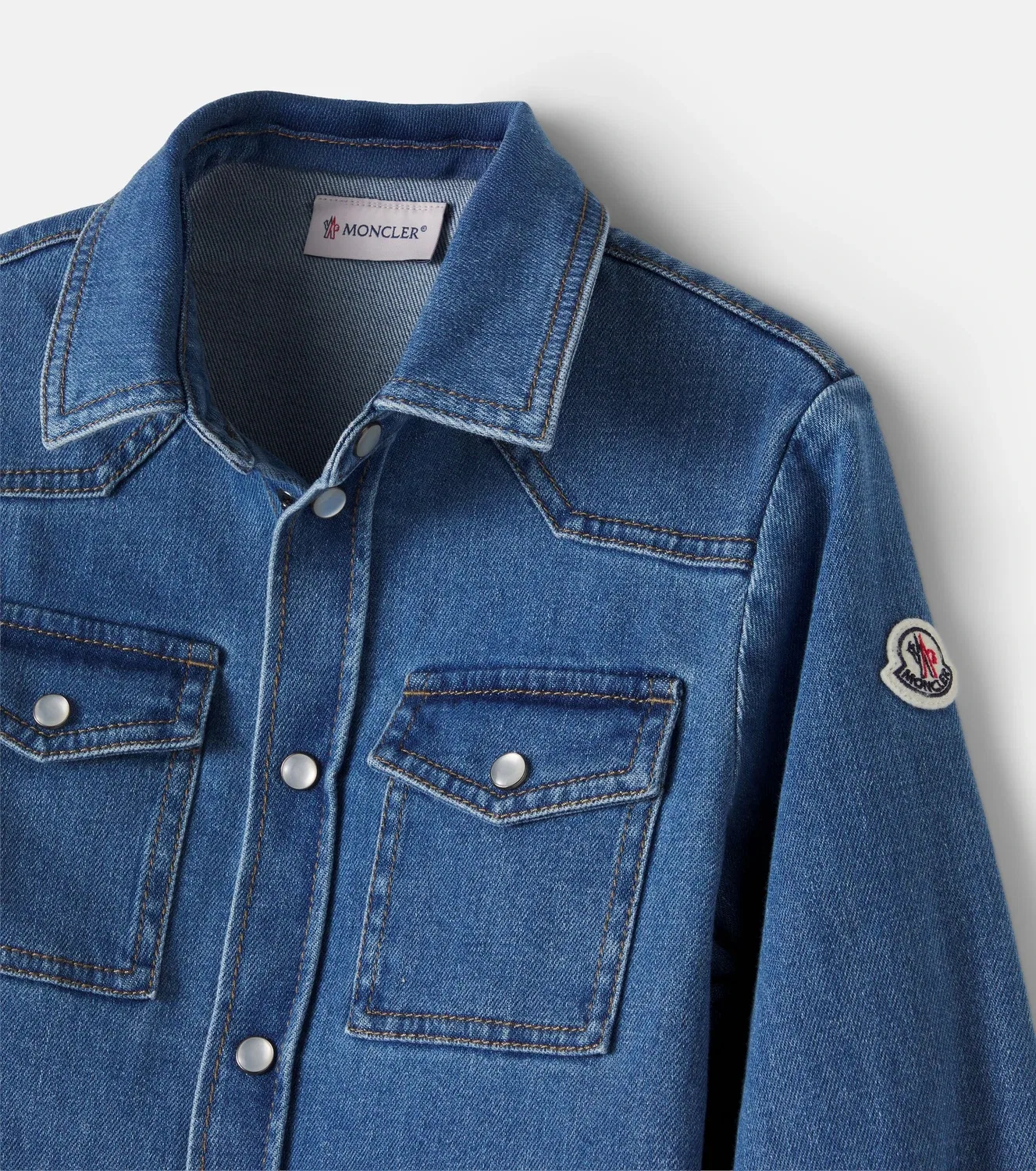 Рубашка джинсовая Moncler Enfant, синий — фото 4