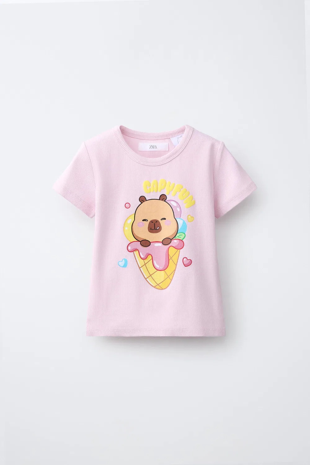 CAPYBARA CAPYFUN Футболка в рубчик ZARA, Pink